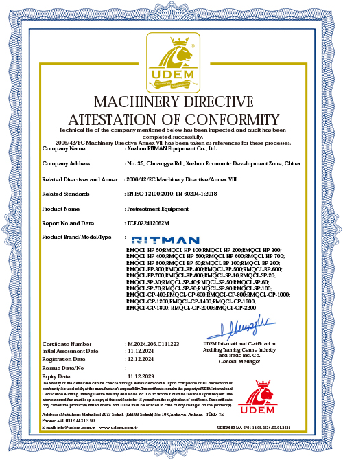 CE-Zertifikat f&uuml;r Vorbehandlungsger&auml;te