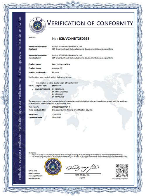 Laserschneidmaschine, polnische Version, europ&auml;isches Zertifikat
