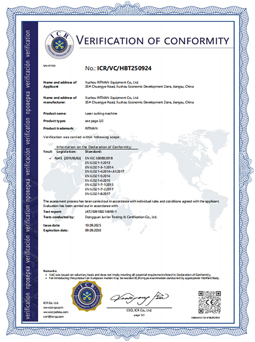 Laserschneidmaschine, polnische Version, europ&auml;isches Zertifikat